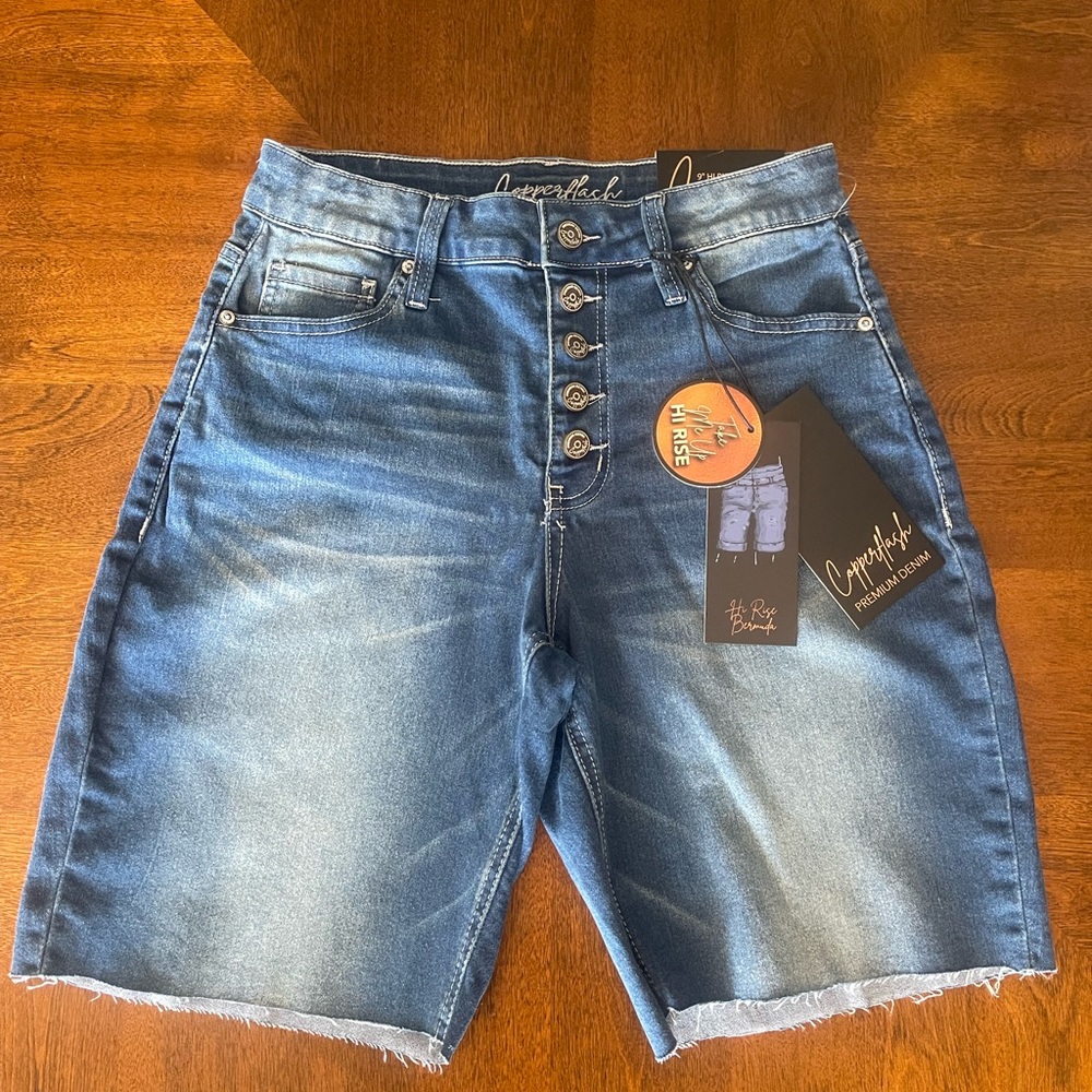 Womens Curvy Fit Denim Bermuda Shorts